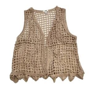 Cato Open Weave Macrame/Crochet Look Boho, Hippie, Cotton Open Vest Lagenlook 18